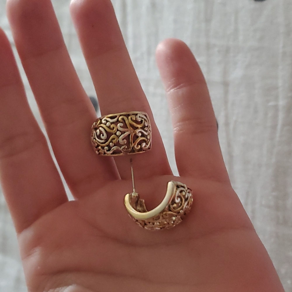 Marc jacobs half hoop earrings with silver and gold detailing
